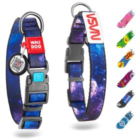 Nylon Dog Collar Adjustable for Large Dogs Small Medium Dogs for Boy Girl Dog Collars with Durable Plastic Buckle 12-19 inch Neck x 1 inch Wide N