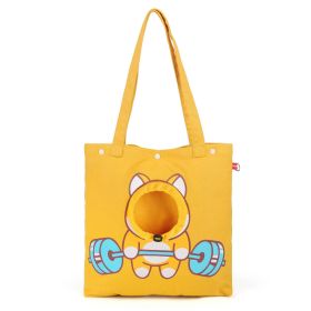 Pet Canvas Shoulder Bag, Cute Animal ShapedCat Carrier Canvas Bags,Portable Pet CanvasTote Chest Bag That Can Expose Head,OutdoorTravel Pet Carri (Option: Yellow-L)