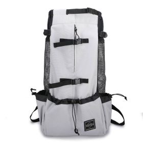 Pet Dog Carrier Bag Carrier For Dogs Backpack Out Double Shoulder Portable Travel Backpack Outdoor Dog Carrier Bag Travel (Option: Grey-L)